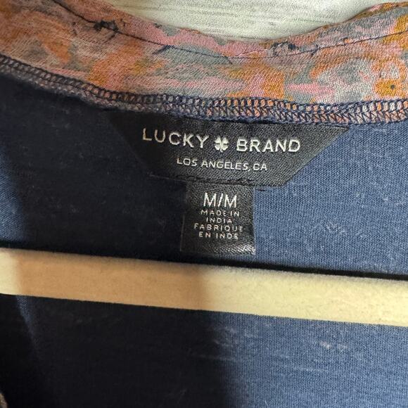 Lucky Brand Boho Western Long Sleeve Printed Blouse Med - Picture 2 of 3